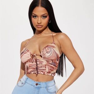 Heart Hips Brown and Cream Patterned Top